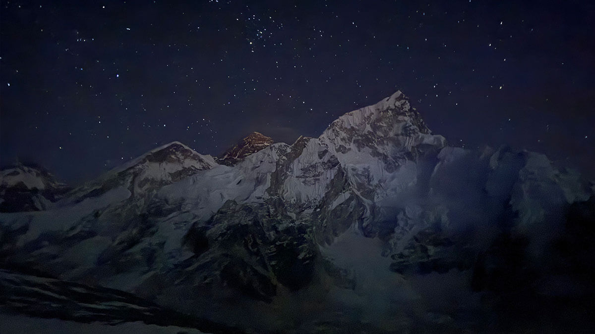 night photo of Everest